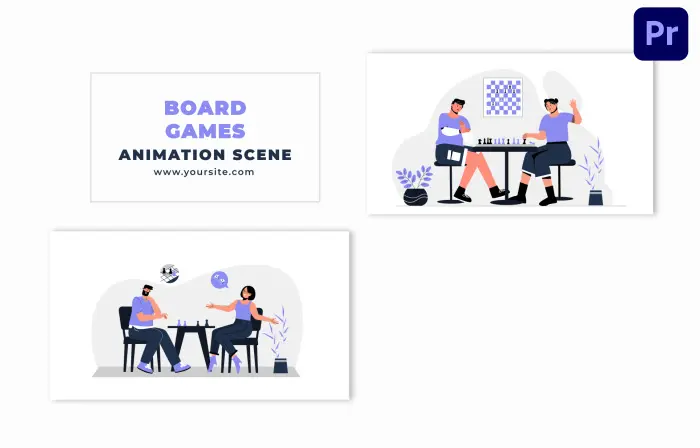 Board Games Playing People Flat Design Character Animation Scene